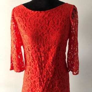 Nine West  Cold Shoulder Raglan Sleeve Lace Shift Dress 6